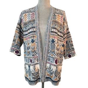Peruvian Connection Multi Color Knit Cotton Cardigan Sweater